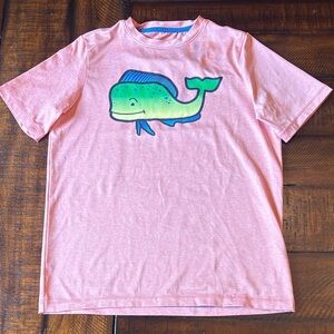 Vineyard Vines Pink Tee with Green Whale Graphic